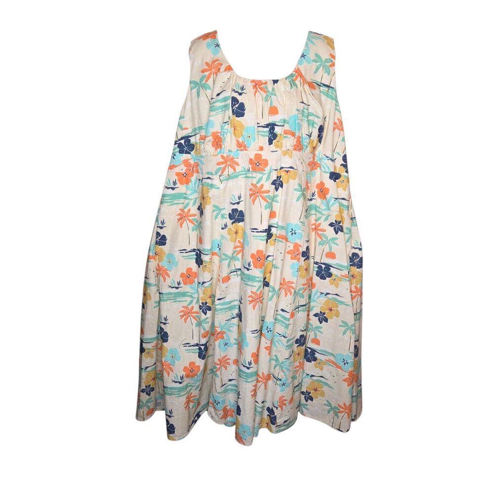 eShakti Custom, Tropical Midi Dress, Cotton Summer Dress, Hawaiian Print, 2x